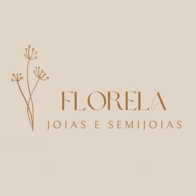 Logotipo da Florela Joias & Semijoias — flor delicada em tom dourado