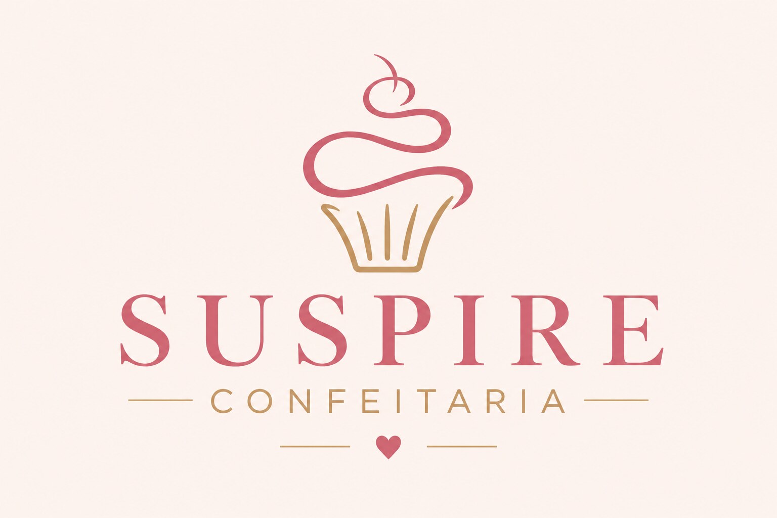 Logotipo da Suspire Confeitaria — cupcake estilizado em rosa e dourado
